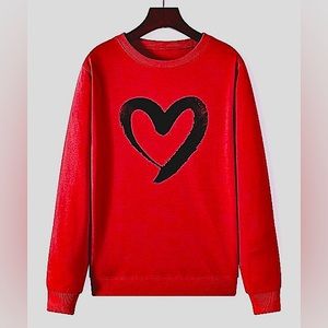 TEEDINO || Carmine Heart Graphic Lounge Sweatshirt in Red - SZ Small ✨NWT✨